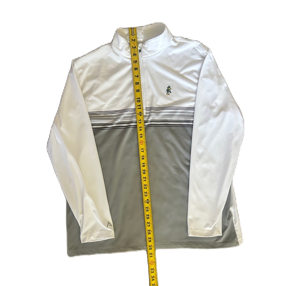 Antigua Men's Bender 1/4-Zip Golf Performance Pullover W/ Duck, XL White/Gray - Picture 5 of 8